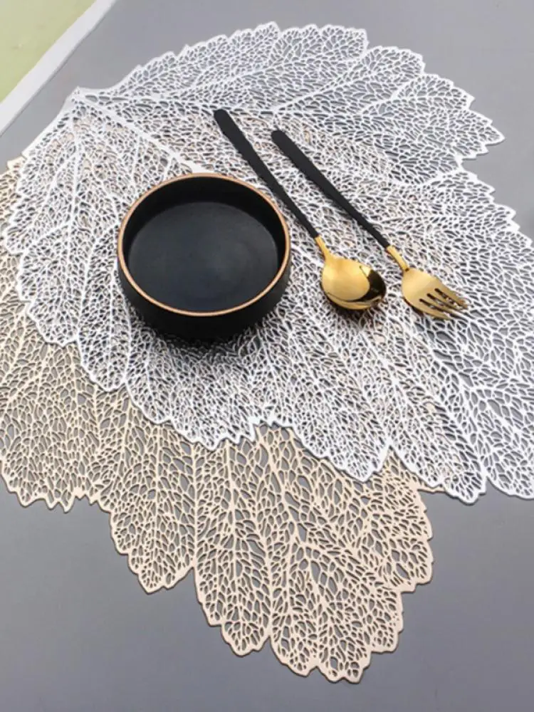 

PVC Leaf Shaped Hollow Insulation Coaster Heat Resistant Non-Slip Tea Cup Milk Mug Pads for Dining Tbale Kitchen Accessories