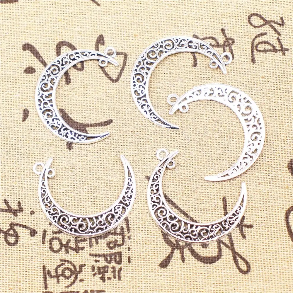 

Designer Charms DIY 5pcs 30x39mm Antique Silver Color Moon Connector