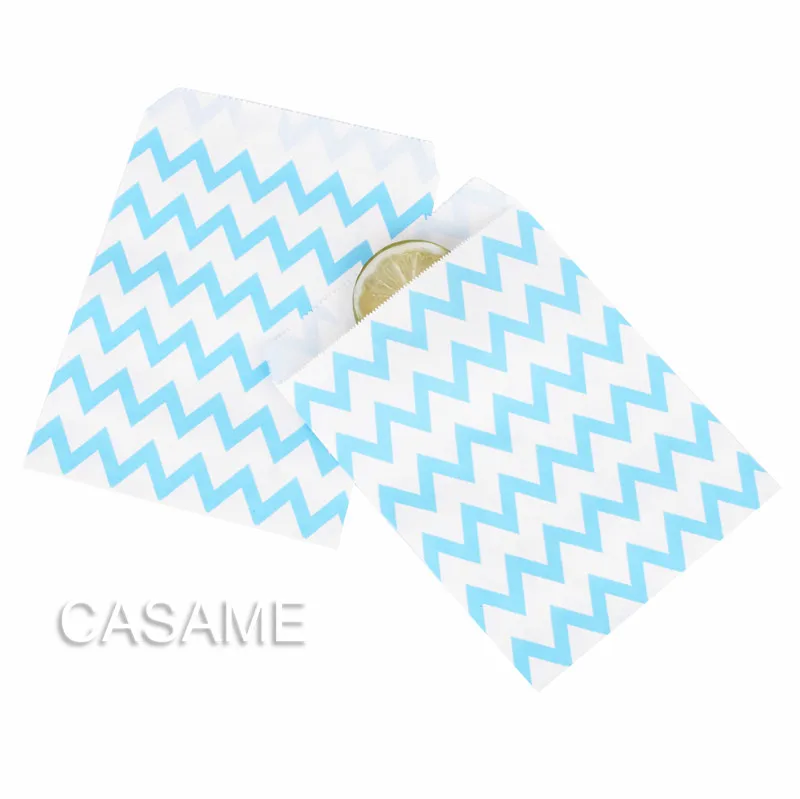 blue Chevron 25pcs Свадебный подарок для гостей пакет сумки печенья пакет подарки на праздник Декор упаковочные бумажные пакеты - Цвет: blue Chevron 25pcs