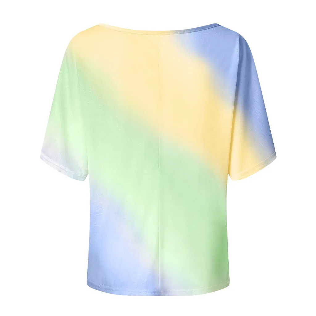 

2020 Women T-shirts Casual Tie-dye Butterfly Print Tops Tee Summer Female Plus Size T shirt Short Sleeve One Shoulder Boho Tops