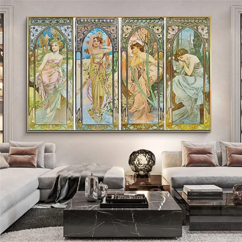 

Alphonse Mucha Beauty girls Paintings on the Wall Art Pictures Wall Art Posters And Prints Woman Figure Painting Home Deocor