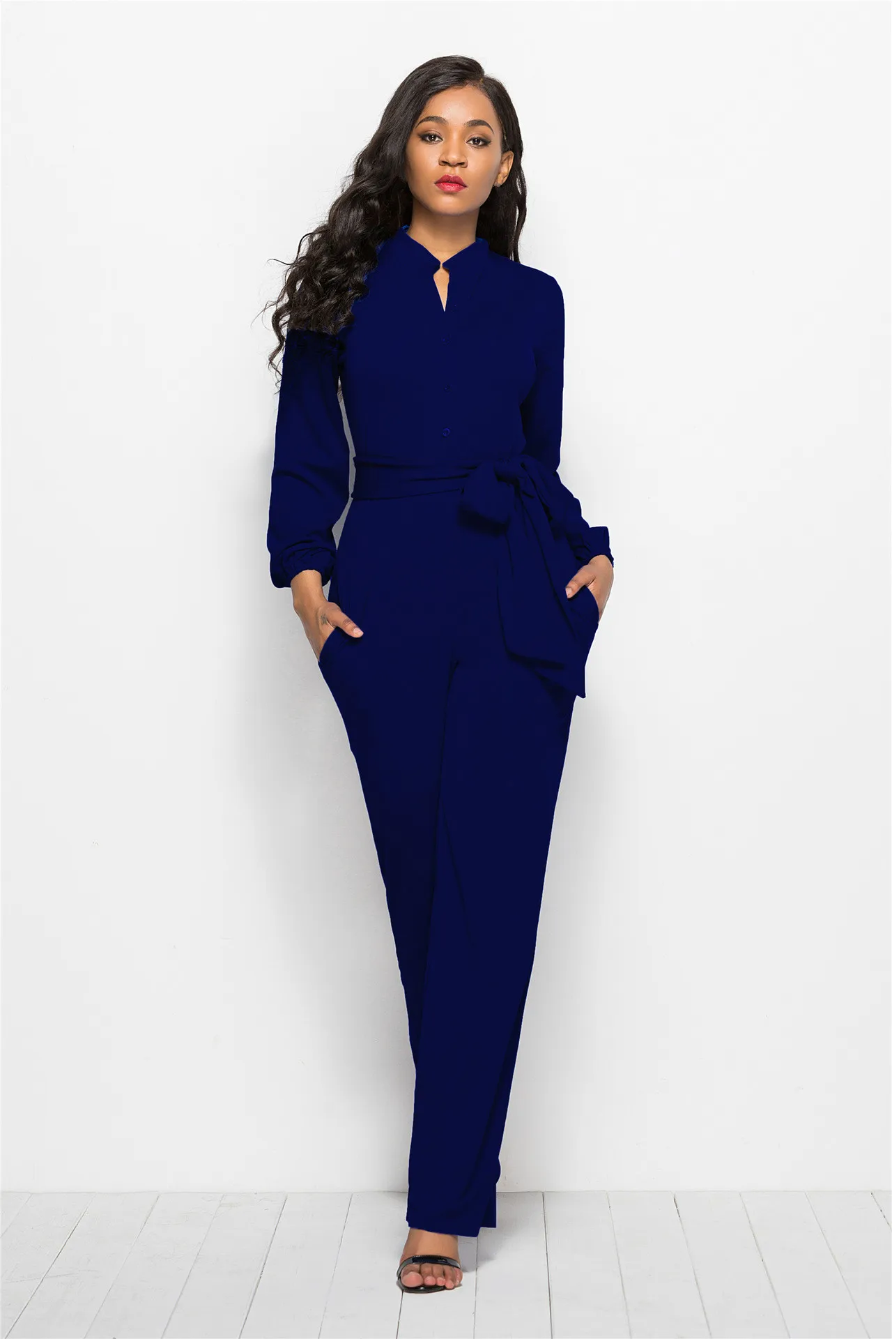 Женский комбинезон с длинными рукавами красный свободного размера плюс широкими