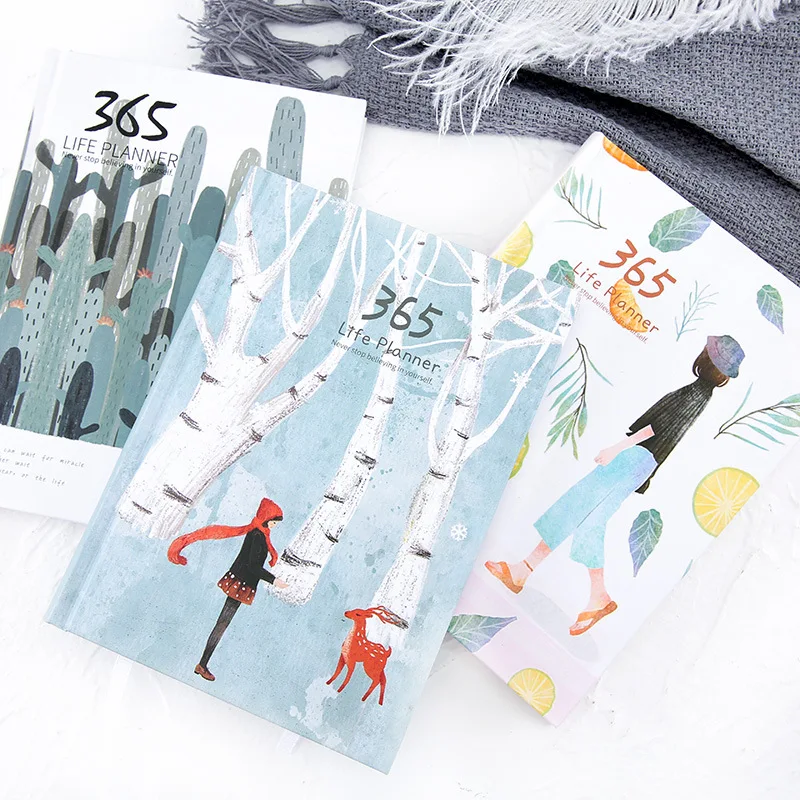 

365 Planner Agenda Notebook Colorful Inner Page Illustration Yearly Daily Plan Journal Record Life Stationery Gifts