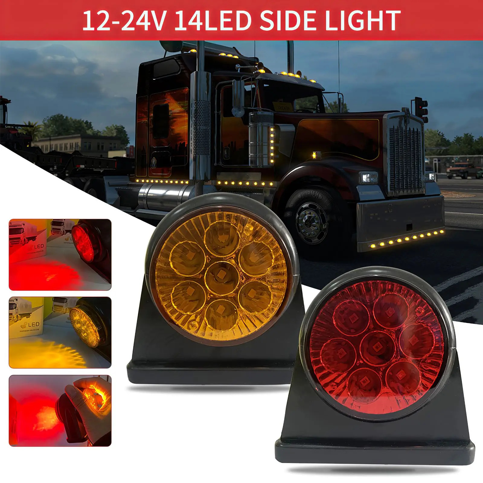 

12-24 В Светодиодный Боковой габаритный фонарь прицепа Универсальный 2 шт. супер яркий автомобильный внешний фонарь предупреждающий задний ф...