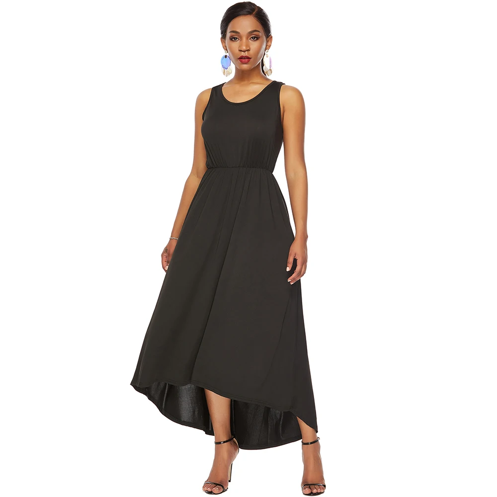 Платье макси без рукавов с круглым вырезом длина 2019|Женские платья| |