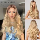 Длинные волнистые синтетические парики henmargu, парик из коричневого и светлого натуральных волос с эффектом омбре для косплевечерние, парик из термостойкого волокна для женщин