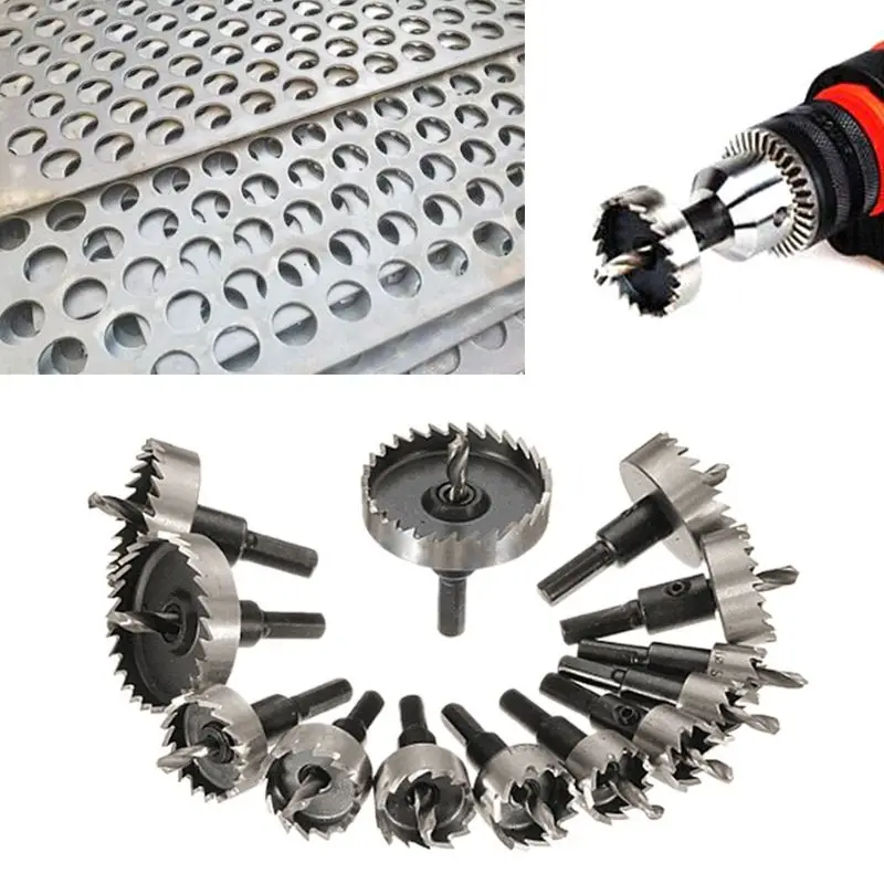 

13 Pcs 16-53mm HSS Drill Bit Hole Saw Set for Stainless Steel Metal Alloy Wood Hole Cutter Punch Tools