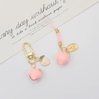 keychains car keys key chains bag decor japanese dreamy love luck peach bell pendant charm for airpods for samsung galaxy buds