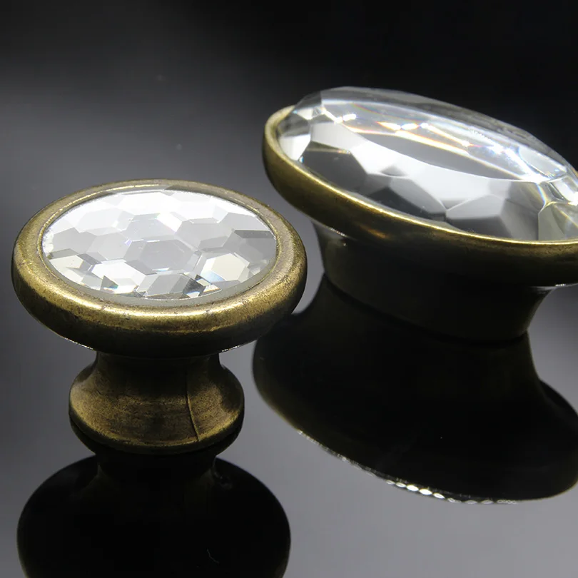 

Single Hole Cabinet Handle Door Handle Classic European Style Knob Copper Metal Crystal Furniture Pulls