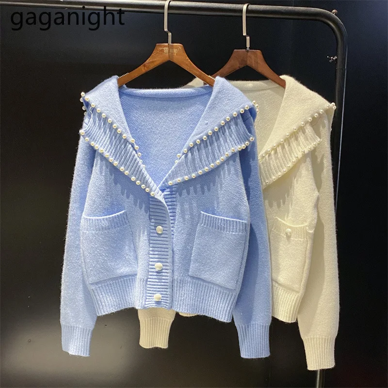 

Gaganight Повседневный свободный женский кардиган с жемчугом однотонный модный офисный Дамский Топ Кардиган Топы в японском стиле свитер Топы ...