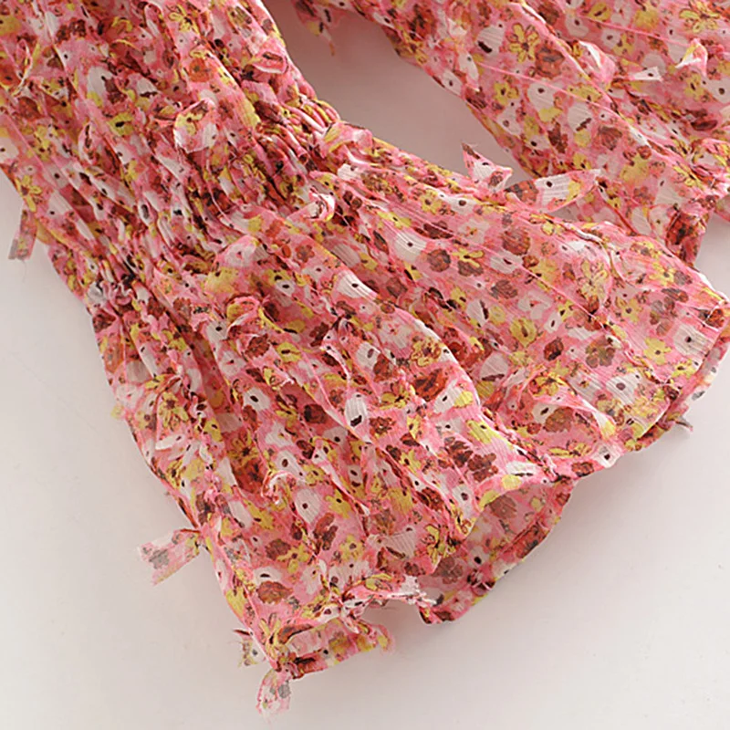 Женская винтажная Блузка с оборками и цветочным принтом 2020 модная женская