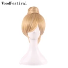 Синтетические парики WoodFestival для косплея аниме, вечерний короткий светлый парик с челкой, прямые женские волосы принцессы, Боб, на Хэллоуин