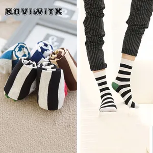 Носки мужские хлопковые в стиле Харадзюку, модные повседневные длинные, смешные хлопковые, с радужными полосками, зимние размера плюс