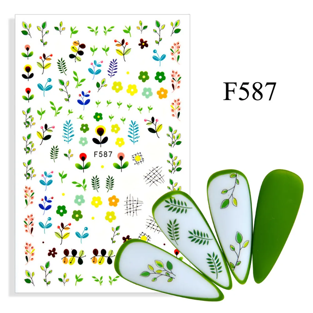 

Colourful Flowers Nail Stickers For Manicure Nail Decals Adhesive Sliders Sticker Lavender Rose 3d Nails Stickers Nail Art