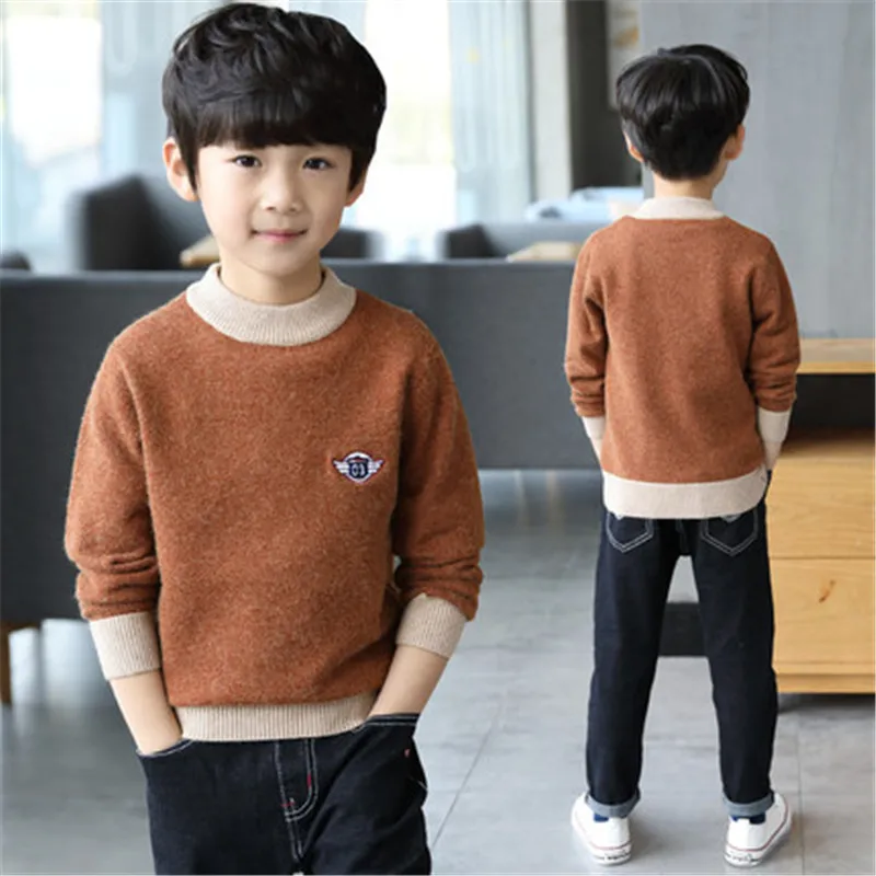 Осенние повседневные Детские свитера для мальчиков Кардиган Модное детское
