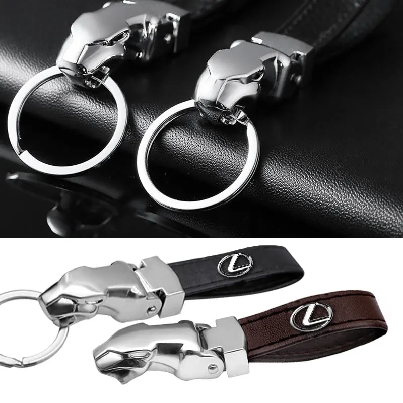 1 шт. автомобильный металлический брелок для ключей с головой леопарда кожаный