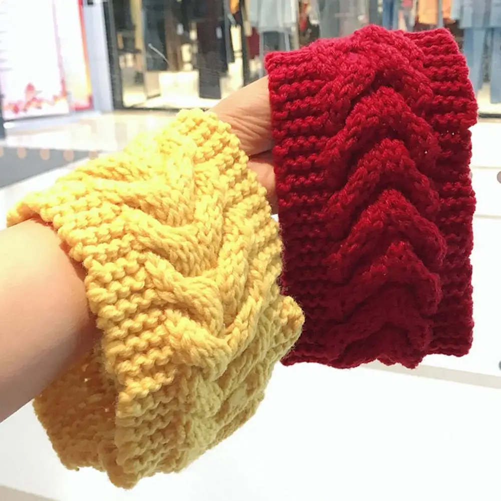 

Women Headband Convenient All-Match Wide Pure Color Wool Headband for Outdoor Knitted Headband Women Headband