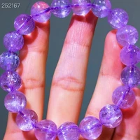 natural purple kunzite cat eye clear round beads bracelet 10 5mm top quality crystal women men bracelet jewelry aaaaaa