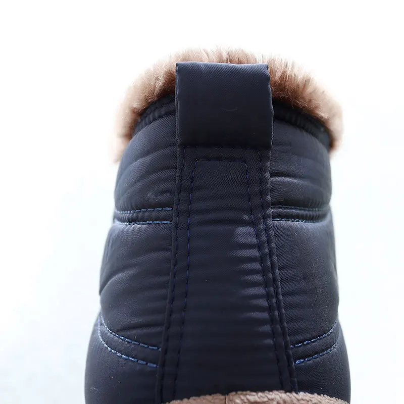 

2021 Casual Men Snow Boots Ankle Winter Warm Hot Plush Injection Shoes High Tops Women Student Man Slip on Footwear