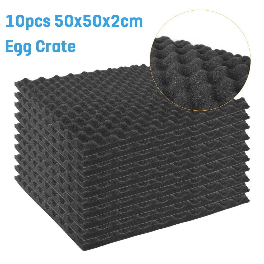 Черный 10 шт Акустическая Звукоизоляционная пена 50x50cmx2cm/50x50cmx5cm для KTV аудио комнаты студии - Цвет: Черный