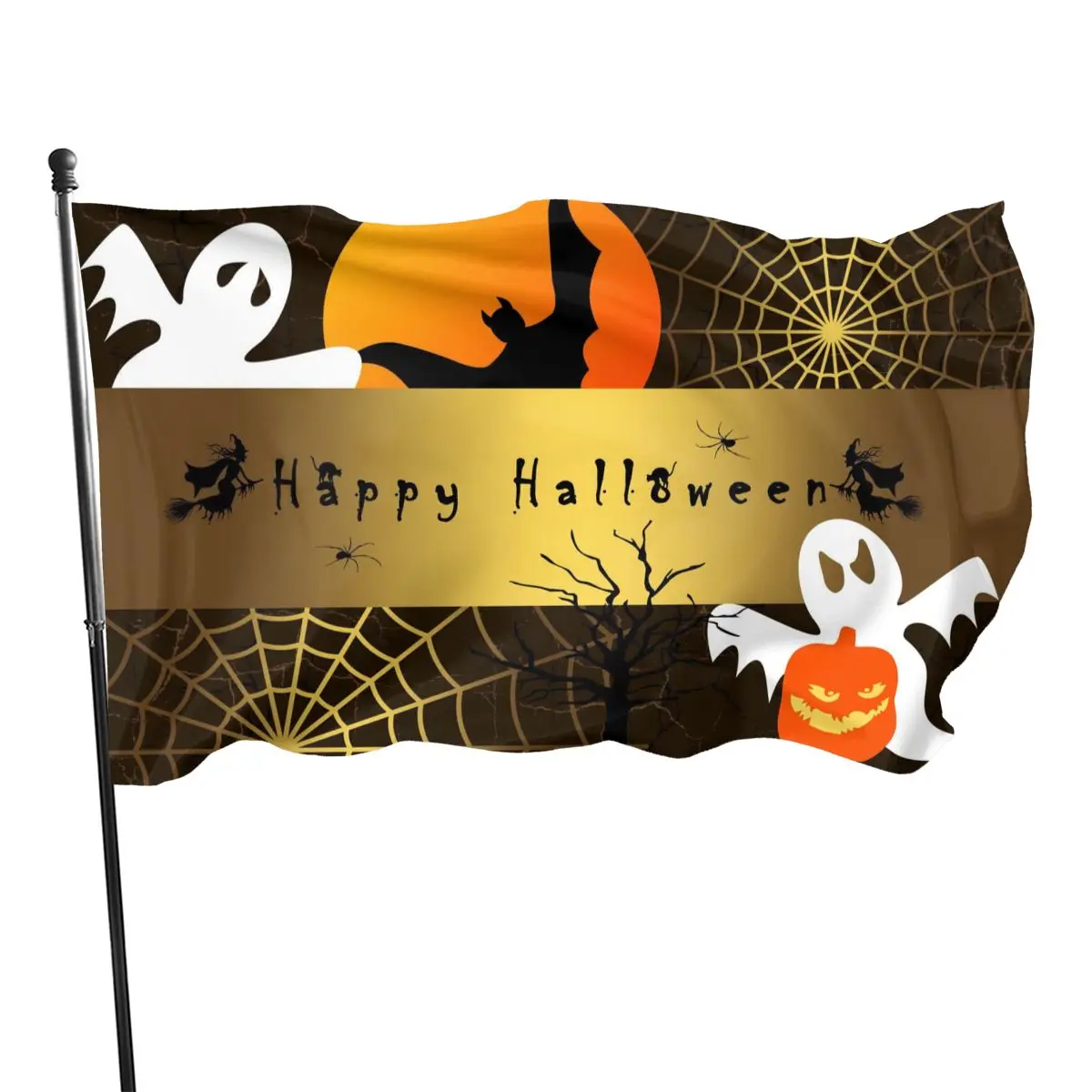 

Happy Halloween Party Background Boo Ghosts Pumpkins Spider Decor Banner 90x150cm