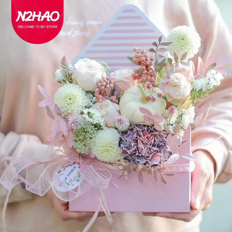

Simple Gift Packaging Bag Striped Envelope Party Gift Decoration Bag Holiday Flower Arrangement Hand Holding Folding Bag