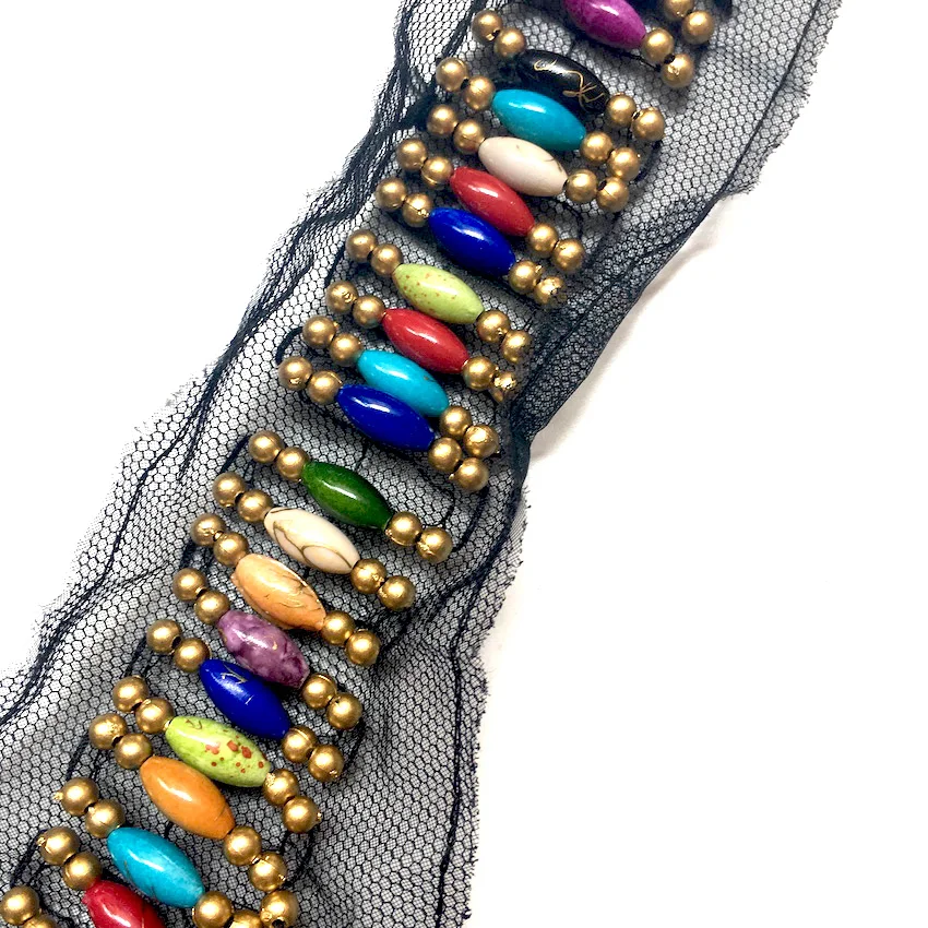 1 шт. расшиты разноцветными бусинами ручной работы с кружевом воротником