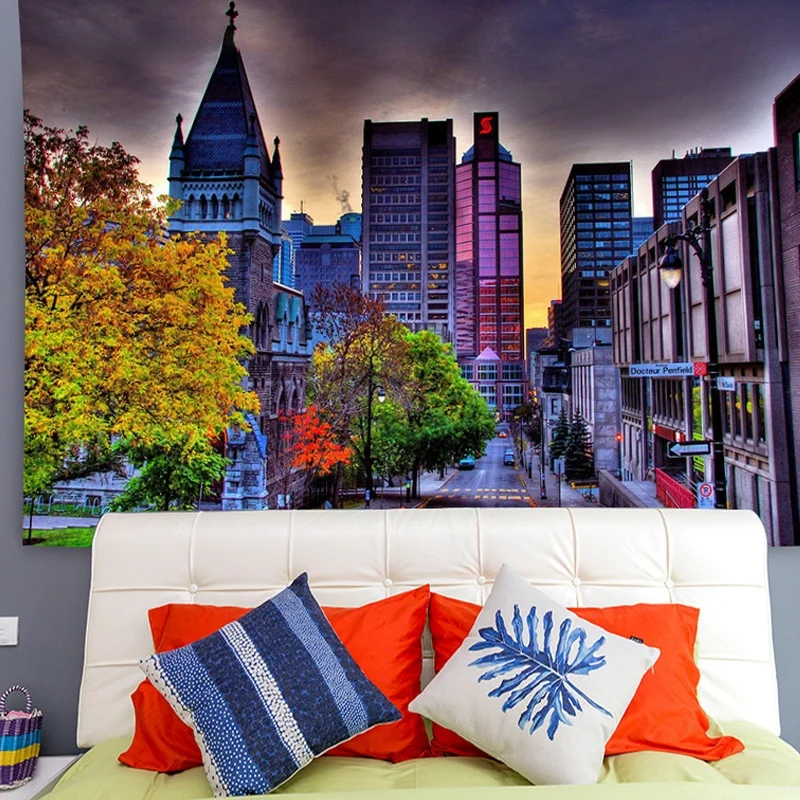 

Ностальгический ретро фон для уличного вида ткань для спальни прикроватная декоративная настенная ткань уличный пейзаж гобелен настенная ...