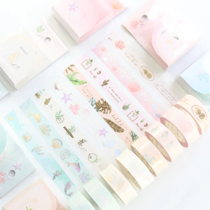 Domikee милый карамельный золотой фольги японский Васи Рулон Ленты kawaii школы ребенок декоративные Скрапбукинг Ремесло дневник Маскировочная лента 15 мм* 5 м