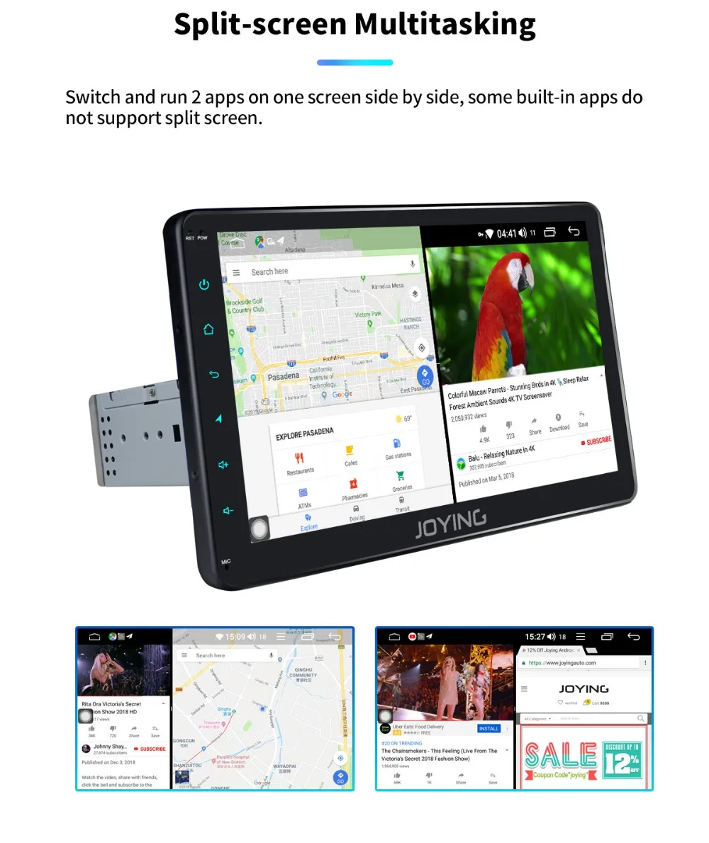 JOYING android 8,1 автомобильный радиоприемник с навигацией GPS Видео Стерео 2G Универсальный 1din 1" 8 ядерный 1280*720 мультимедийный плеер без DVD с DSP