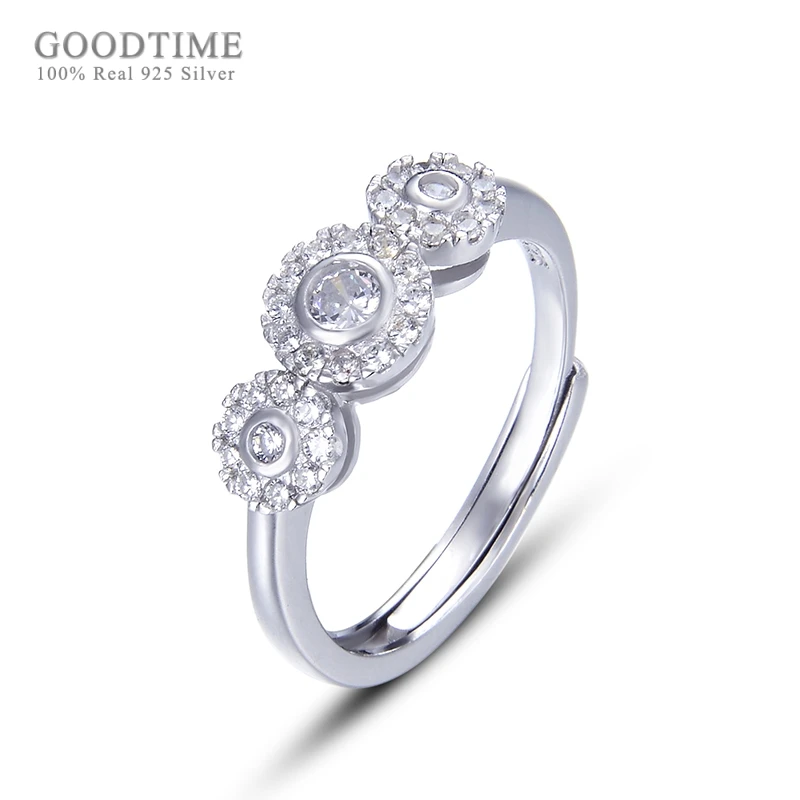 

Fashion Wedding Rings Women Rings Really 925 Sterling Silver Ring Noble Round flower zircon ring For Girl Jewelry Accessories
