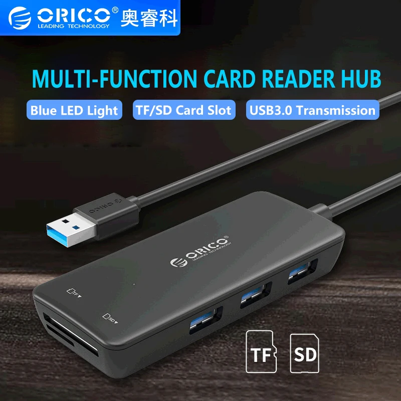 Usb-хаб Orico с 3 Usb-портами и кардридером для Sd/Tf-карт