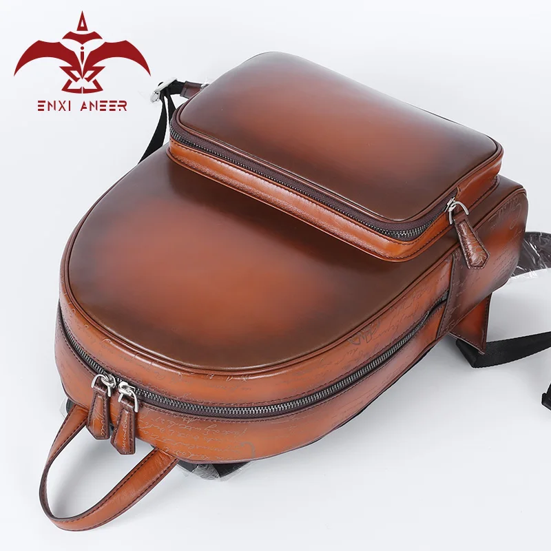 ENXI ANEER 618 распродажа кожаный рюкзак Pюкзак в патине оранжевый/синий/темно-синий