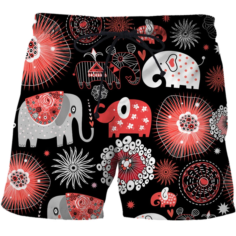 2021 Summer Mens 3D Shorts Cartoon animal pattern Casual Swimming Beach Shorts Fashion Swimsuit Shorts Oversized elephant Shorts