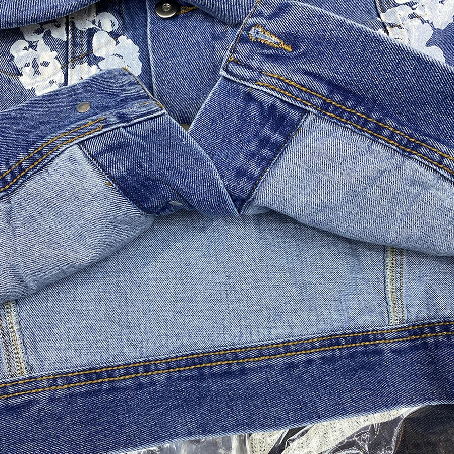 

New Flower Printing Slim Denim Jacket Men Women Streetwear Cowboy Men's Jean Jacket men clothing 2020 denim jacket men