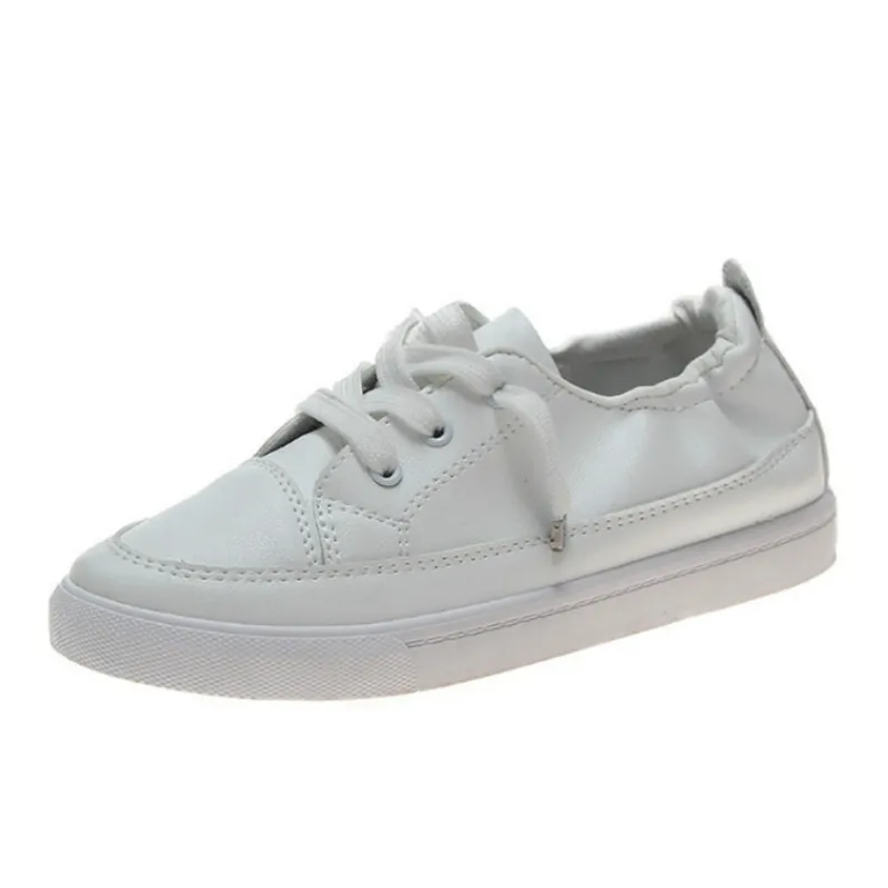 Женская повседневная обувь удобная Белая из мягкой кожи на плоской подошве со