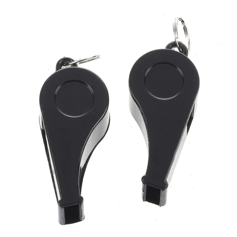 

SODIAL(R) 2 Pcs Football Sports Match Referee Black Plastic Whistle W Neck Strap