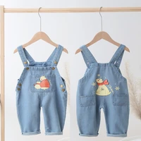 2021 cartoon pattern kids baby girls clothing trouser jumpsuit playsuit toddler infant long pant denim jeans overalls dungarees