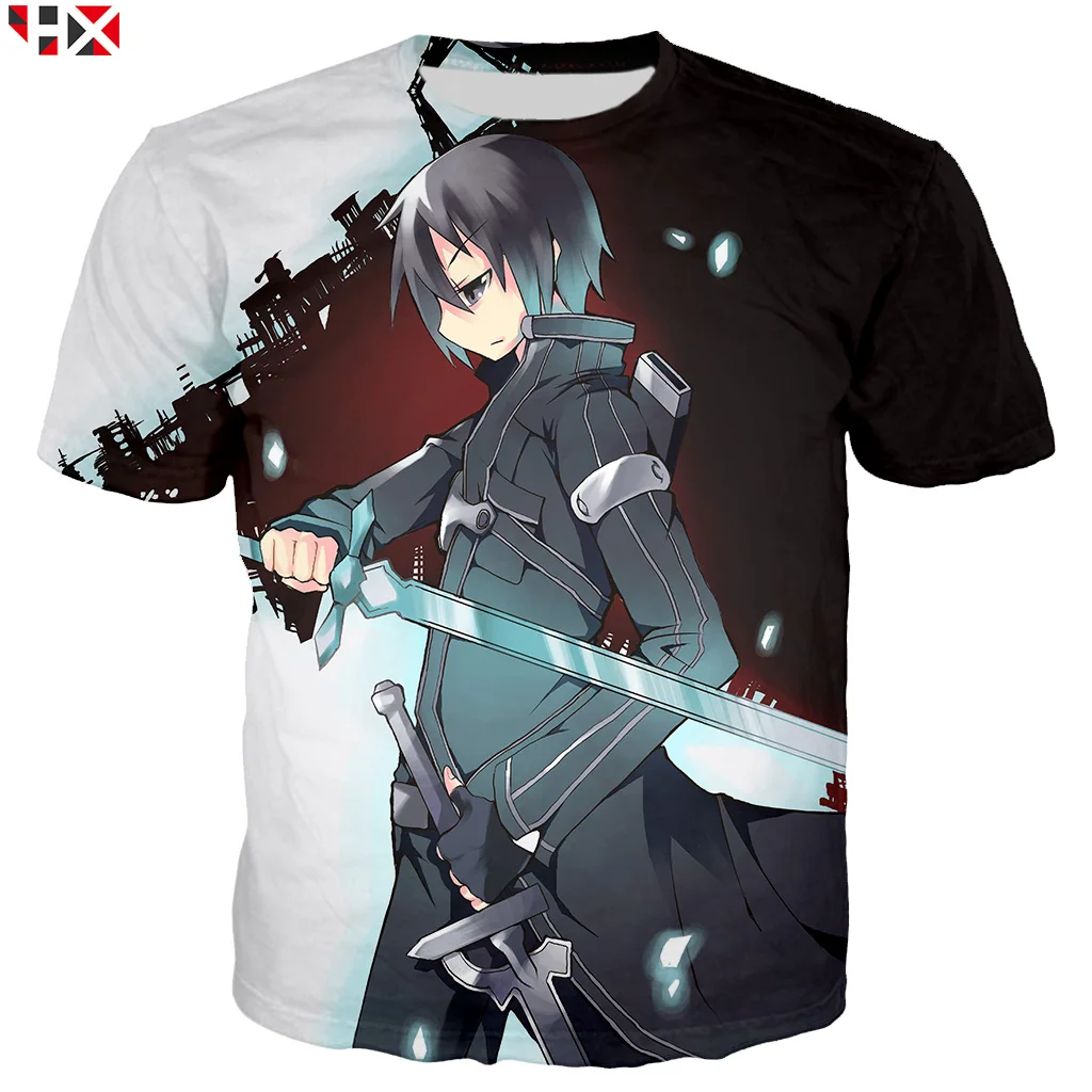 Летняя распродажа аниме меч искусство онлайн Кирито 3D печать женская мужская