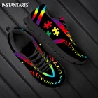 Женские кроссовки на шнуровке INSTANTARTS, летняя дышащая обувь на плоской подошве с рисунком аутизма, радужного цвета