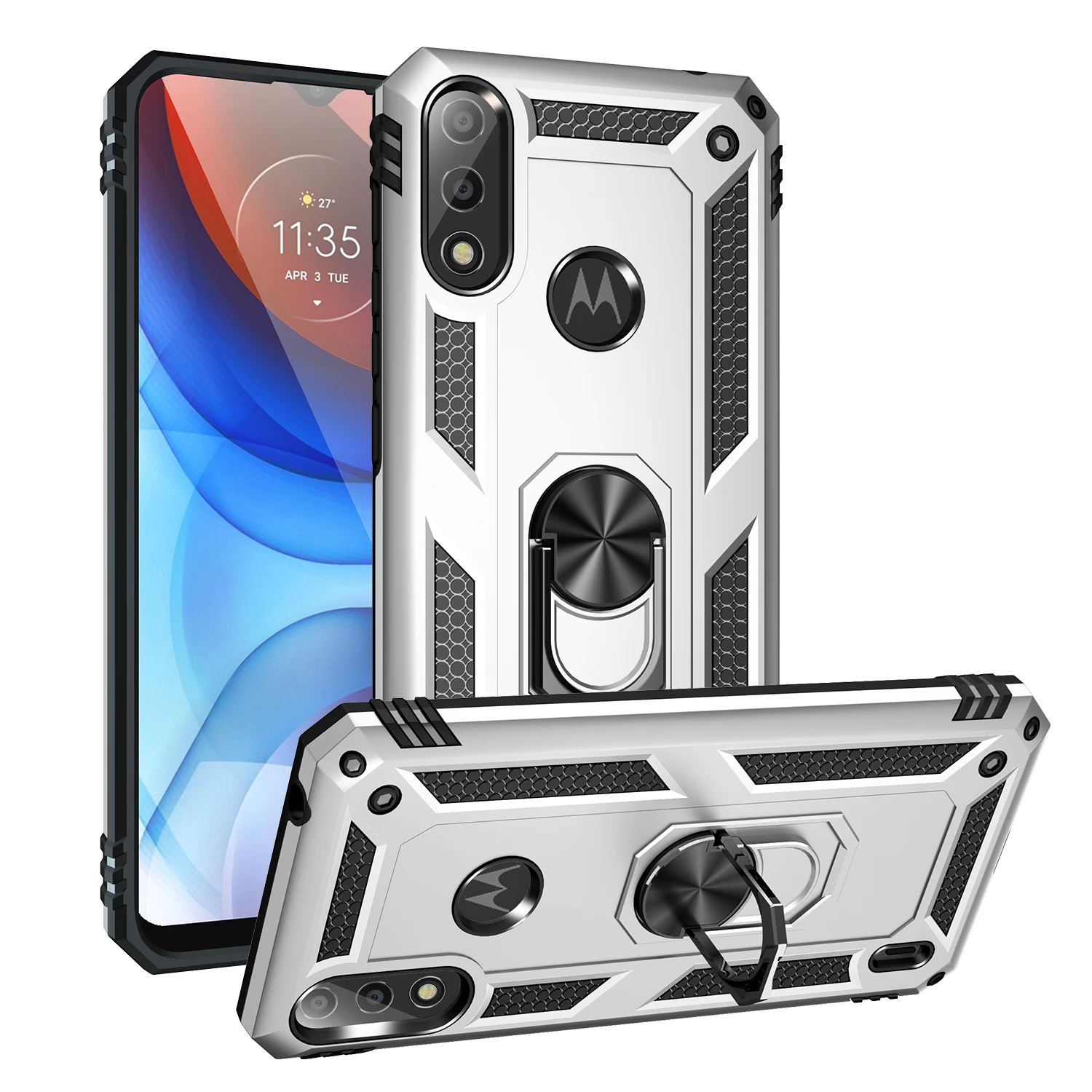 

Чехол для Motorola Moto E7 Power 2021, армированный, противоударный, магнитный, с кольцом-держателем, для Moto E7power (2021)