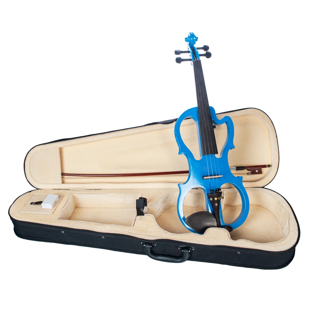 NAOMI Full Size 4/4 Electric Violin Fiddle Solid Wood Body Ebony Fittings Fingerboard Pegs Chin Rest Tailpiece enlarge