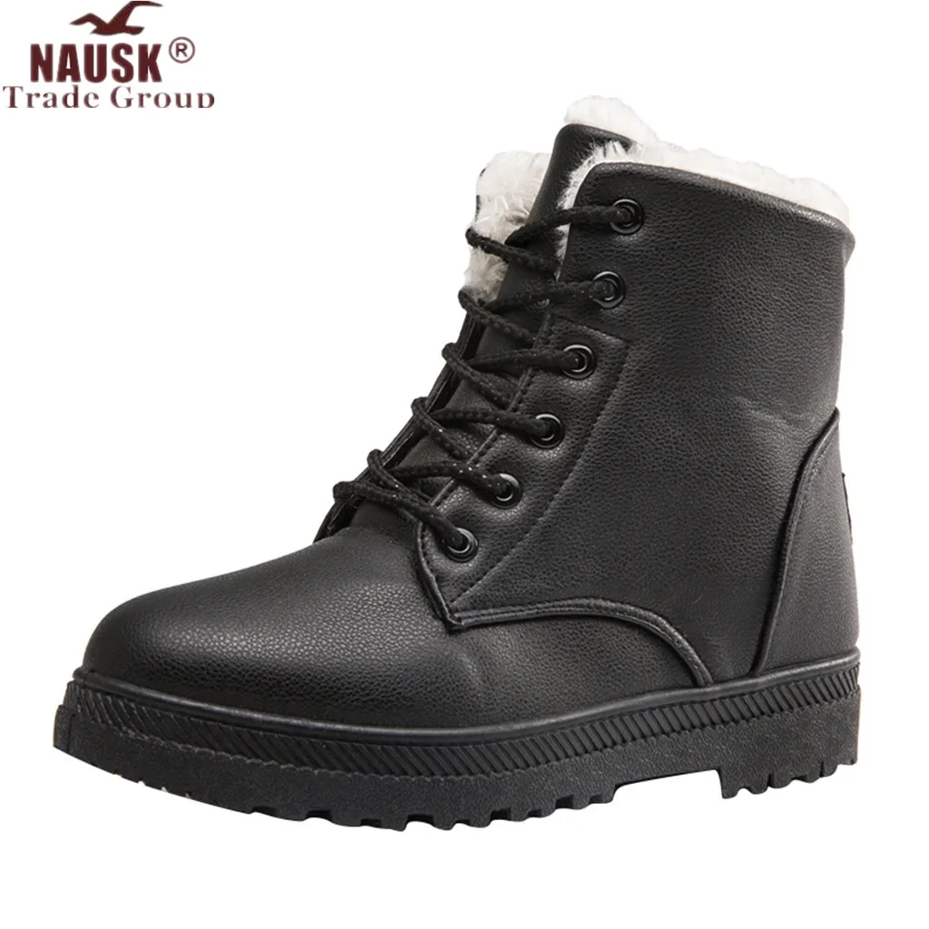 Women's Boots Winter Snow Ladies New Warm Plus Velvet Cotton Shoes Waterproo Martin PU Large Size | Обувь