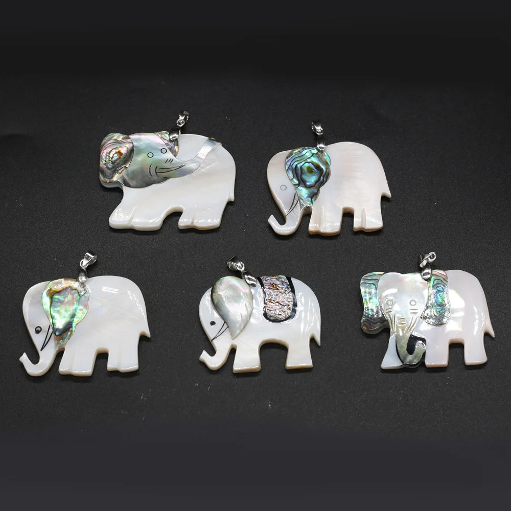 

Natural Abalone Shell Animal Pendant Charms Elephant Shape Mother of Pearl Shell Pendant for Women DIY Necklace Making