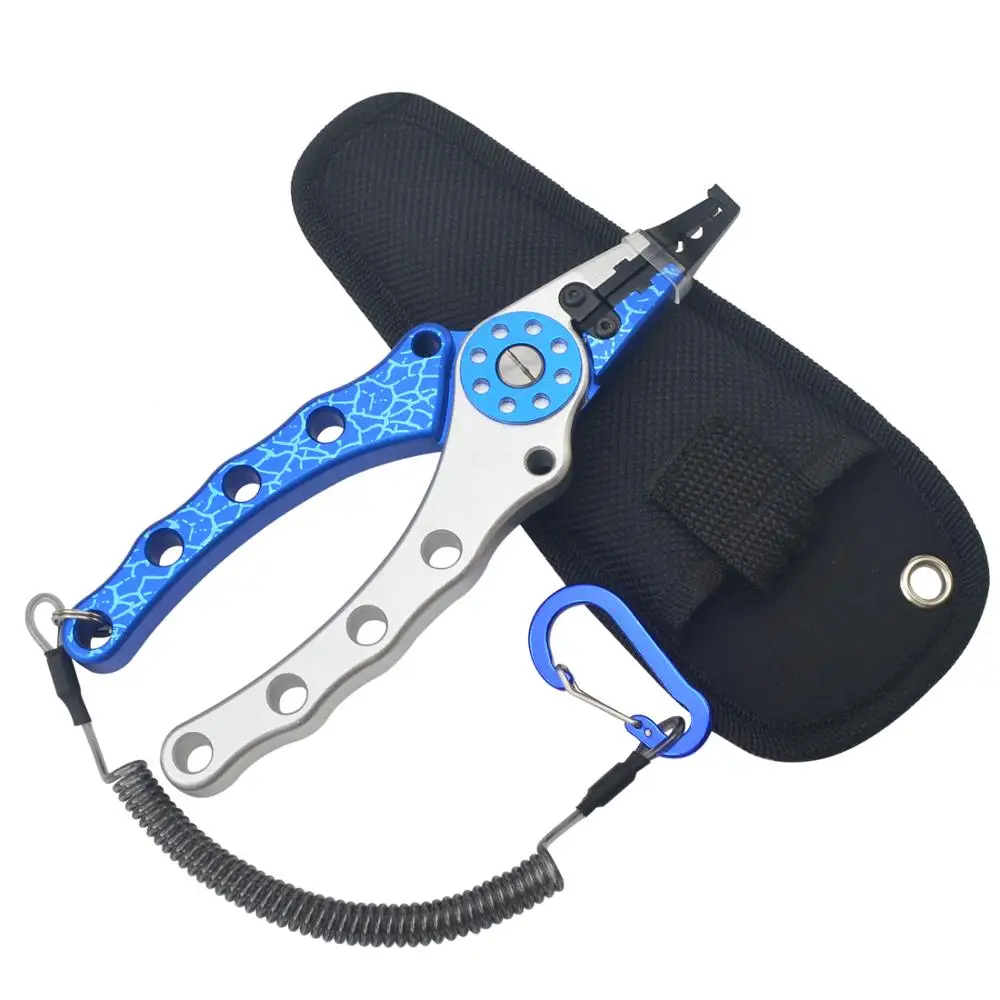 New design Aluminum Alloy Fishing Pliers+Retention Rope 178g 19cm Hook Remover Line Cutter Multifunctional Fishing Tools