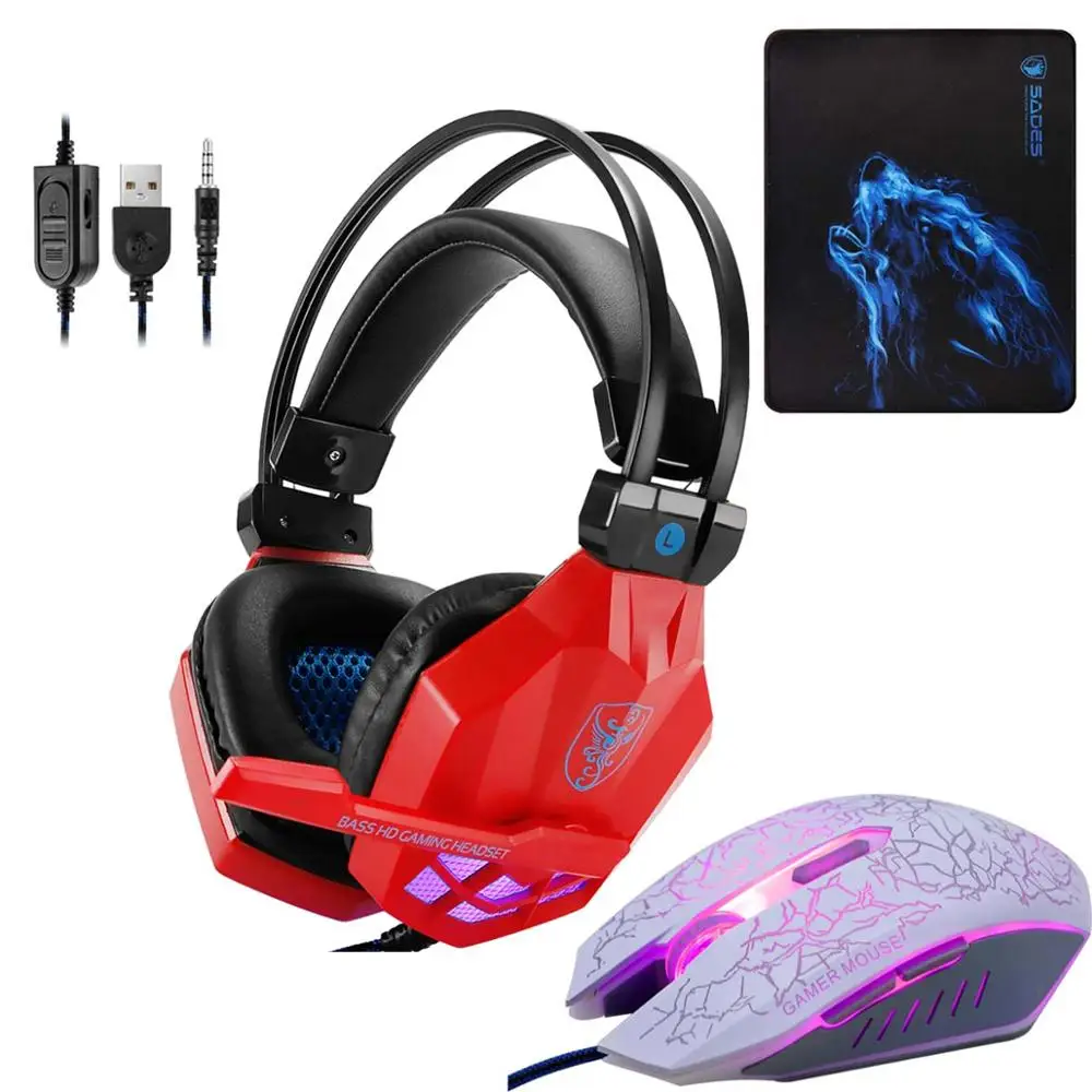 Gold Led 3,5 мм наушники игровая гарнитура с микрофоном для геймеров ПК PS4 игры Стерео Игровые наушники с микрофоном для компьютера - Color: Gold