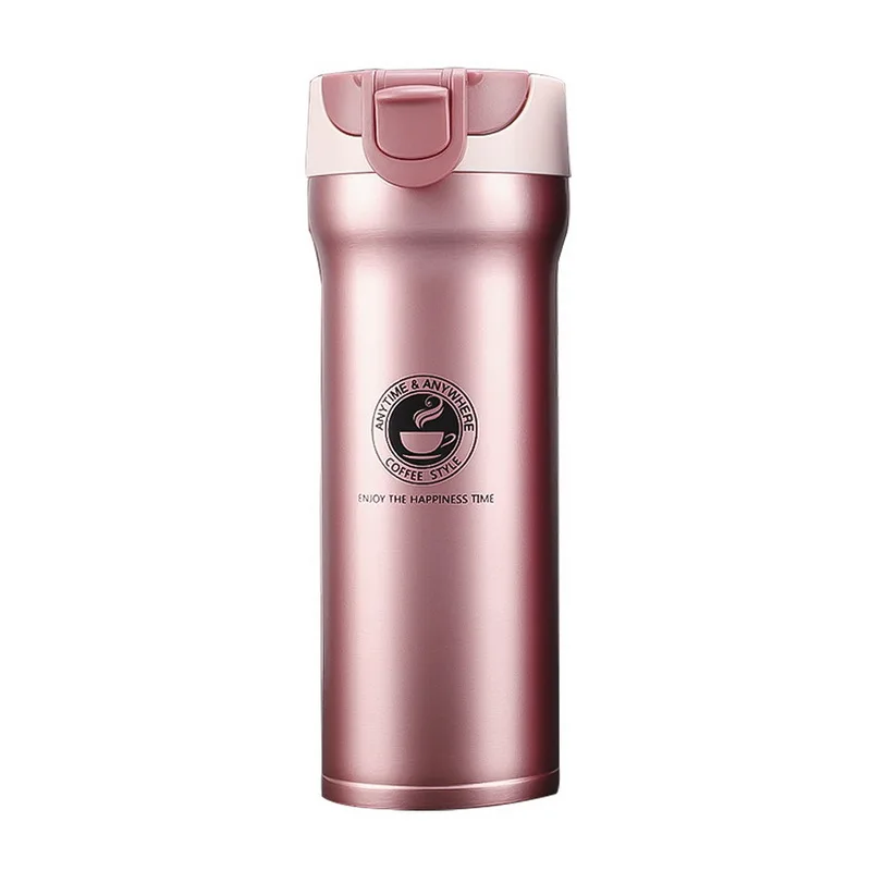 rose gold Urijk 400/500 мл вакуумные термосы для автомобиля кофейные кружки двухслойные из нержавеющей стали Портативный стакан Термос Чашка термическая чашка - Цвет: rose gold