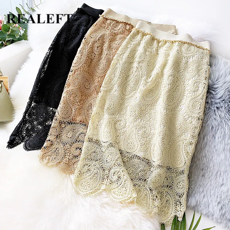 New 2020 Spring Summer Lace Crochet Wrap Skirts Elegant Midi Office Ladies High Waist Korean OL Style Pencil Skirt | Женская одежда