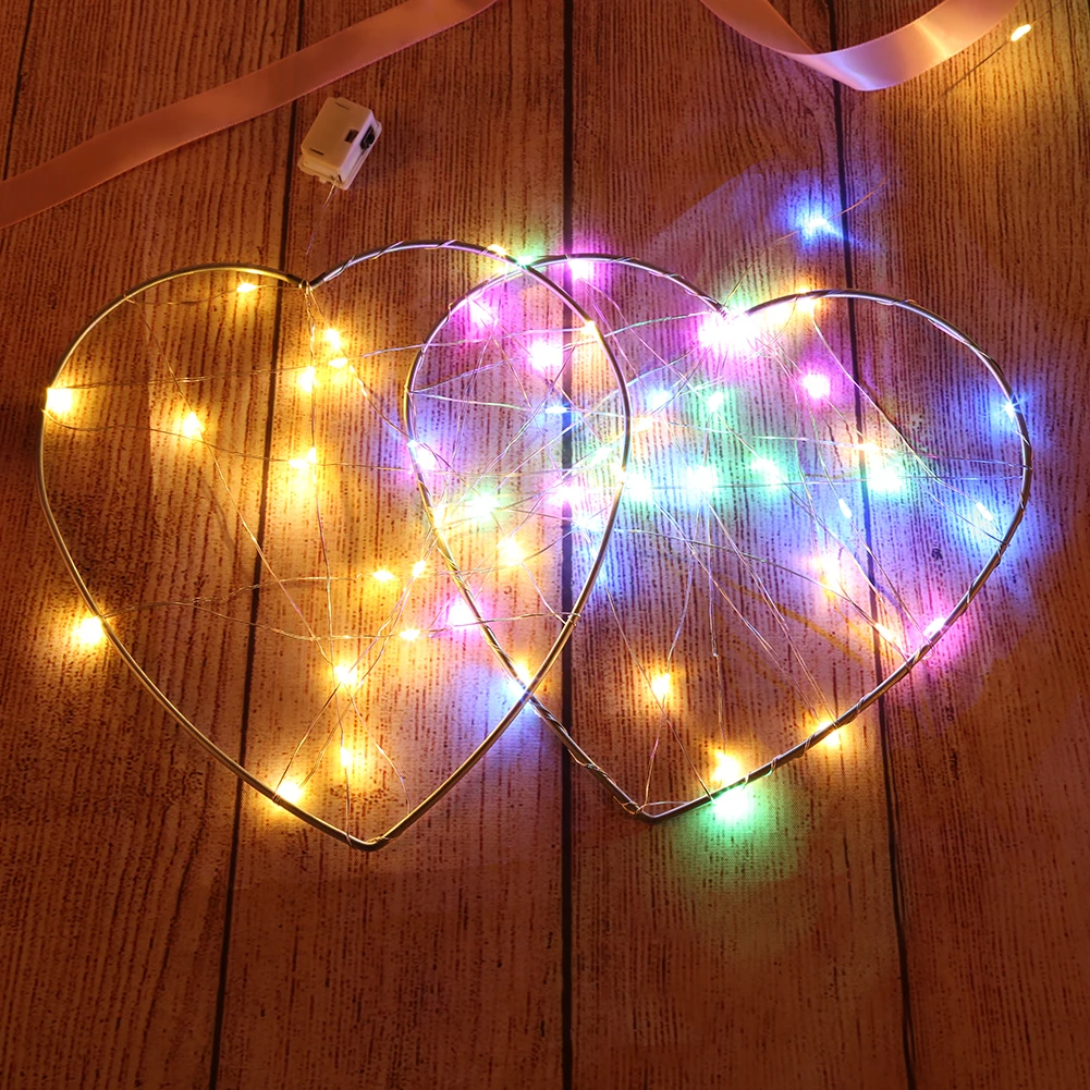 

2m 20LED Love Heart Fairy Light Wrought Iron Christmas Wedding Party Garden Decorative Holiday Lighting Lamp String