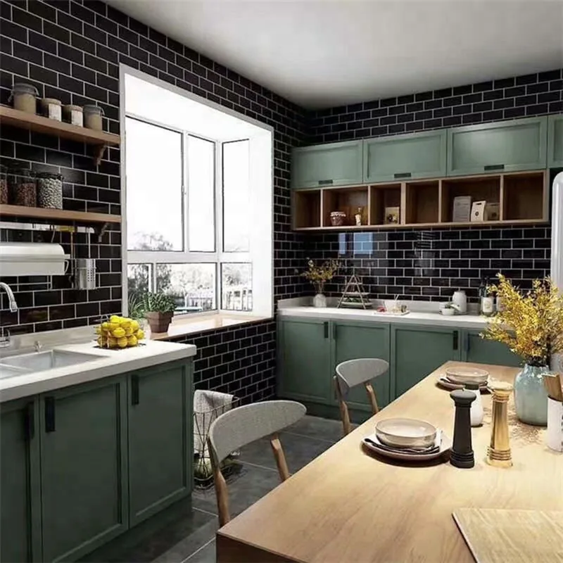 

3D Stereo Wallpaper Bedroom Dormitory Wall Black And White Grid Geometric Self Adhasive PVC Black Oblique Brick Pattern Stickers